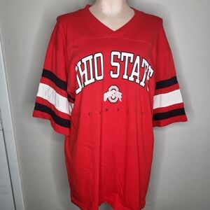 Ohio State Vintage Red Graphic Jersey Tee Size Large Buckeyes